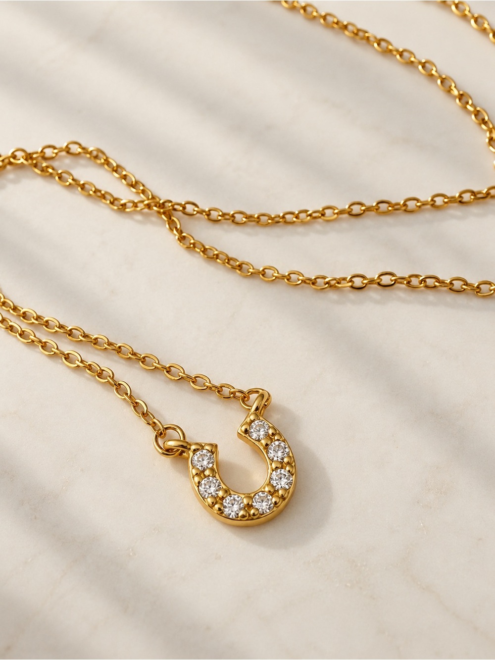 Gold plated Horseshoe Crystal Pendant Necklace - Women Jewelry
